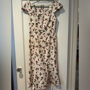 Anthropologie The Cecily Fit & Flare Sweetheart Strawberry Dress by Maeve, M.